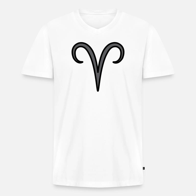 Widder Sternzeichen Symbol Schwarz & Grau - Männer Premium Bio T-Shirt mit V-Ausschnitt - Weiß