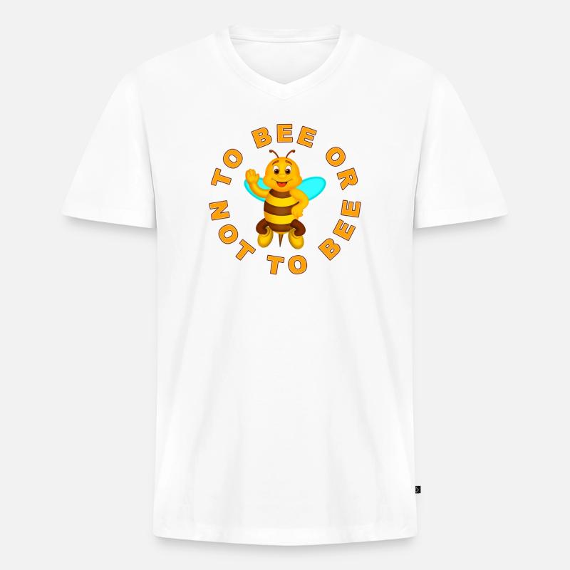 Biene oder nicht Biene - Männer Premium Bio T-Shirt mit V-Ausschnitt - Weiß