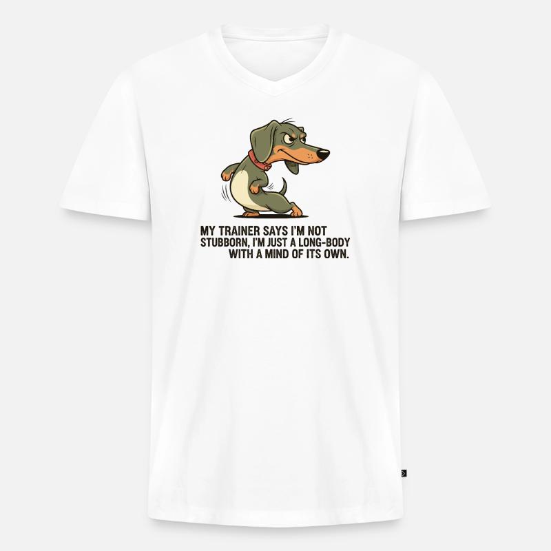 Langkörper mit eigenem Kopf - Männer Premium Bio T-Shirt mit V-Ausschnitt - Weiß