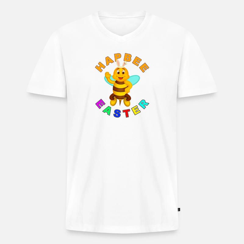 HAPBEE Ostern mit Text - Männer Premium Bio T-Shirt mit V-Ausschnitt - Weiß