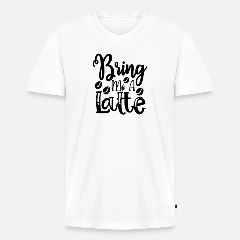 Bring mir einen Latte - Männer Premium Bio T-Shirt mit V-Ausschnitt - Weiß
