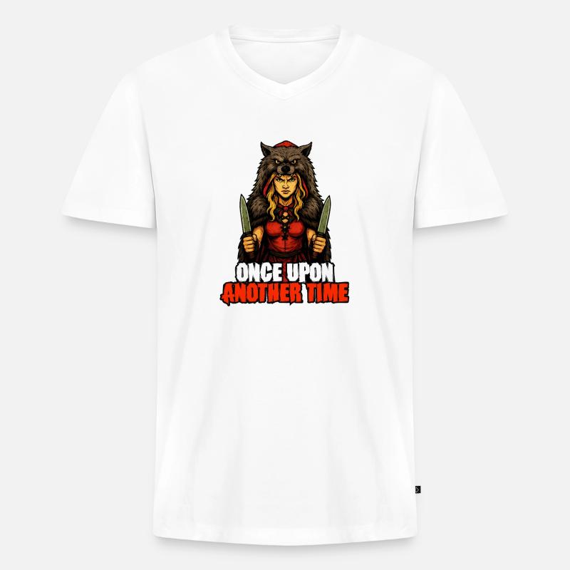 Es war einmal – Rotkäppchen – Humor - Männer Premium Bio T-Shirt mit V-Ausschnitt - Weiß