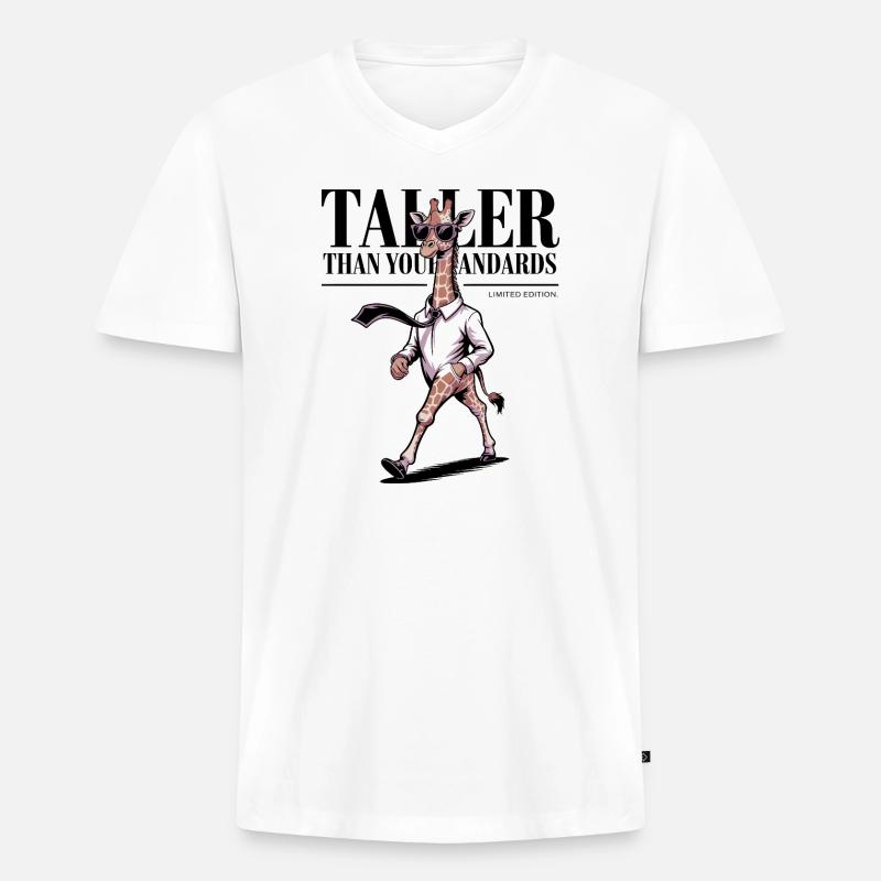 Höher als du erst, Giraffe - Männer Premium Bio T-Shirt mit V-Ausschnitt - Weiß