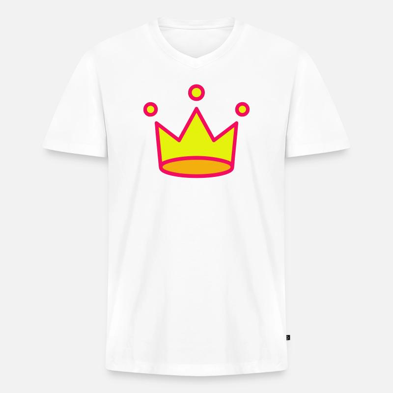 Crown Icon - Männer Premium Bio T-Shirt mit V-Ausschnitt - Weiß