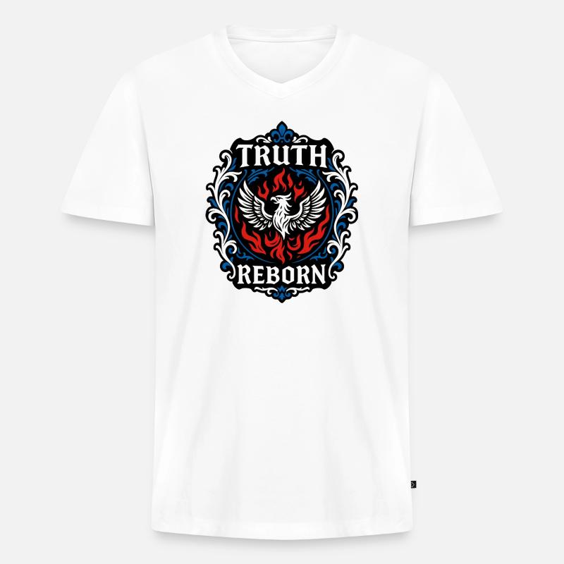 Truth Reborn - Männer Premium Bio T-Shirt mit V-Ausschnitt - Weiß