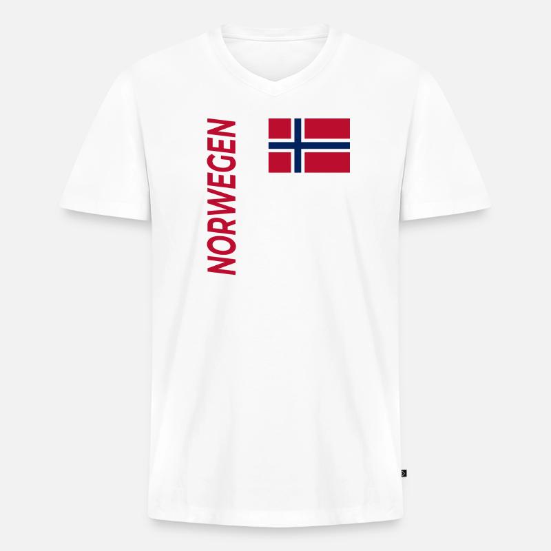 Stavanger - Männer Premium Bio T-Shirt mit V-Ausschnitt - Weiß