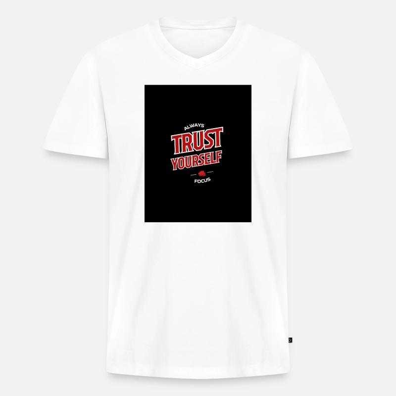 Ermutigung Selbstvertrauen - Männer Premium Bio T-Shirt mit V-Ausschnitt - Weiß