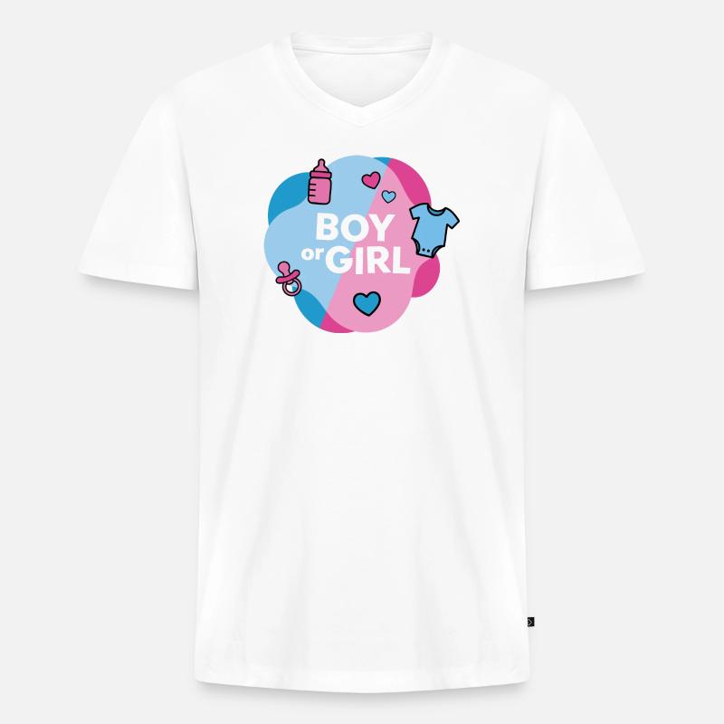 Geschlecht enthüllen Junge oder Mädchen - Männer Premium Bio T-Shirt mit V-Ausschnitt - Weiß