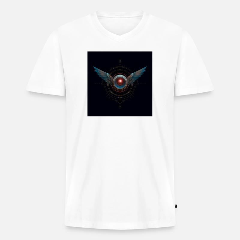 Futuristisches Winged Emblem – Techno Vision - Männer Premium Bio T-Shirt mit V-Ausschnitt - Weiß