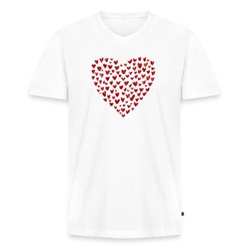 Heart Collection: Love in Red - Men's Premium Organic T-shirt with V-neck - white - Front - Nico (187cm)