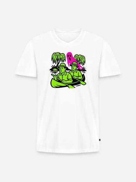 Spuk im Urwald - Männer Premium Bio T-Shirt mit V-Ausschnitt - Weiß