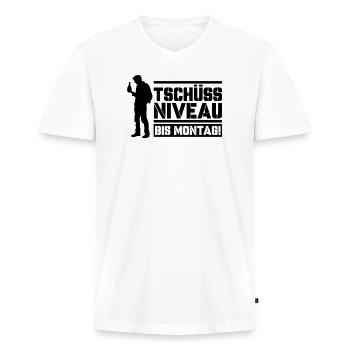 Tschüss Niveau bis Montag - Männer Premium Bio T-Shirt mit V-Ausschnitt - Weiß - Vorne - Nico (187cm)
