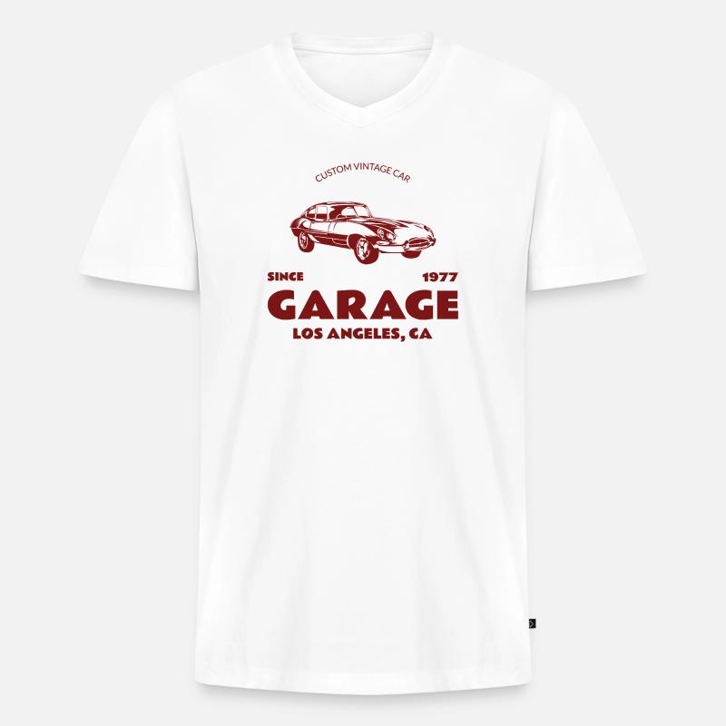 Custom Oldtimer – Garage Los Angeles - Männer Premium Bio T-Shirt mit V-Ausschnitt - Weiß