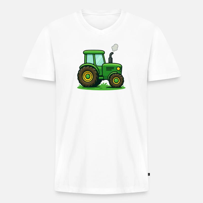 Traktor Kinder Geschenkidee - Männer Premium Bio T-Shirt mit V-Ausschnitt - Weiß