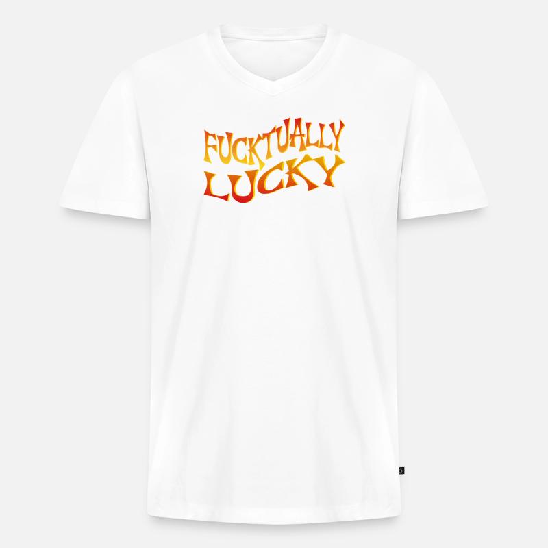 Bold Text Art with Angular Font Style - Men's Premium Organic T-shirt with V-neck - white