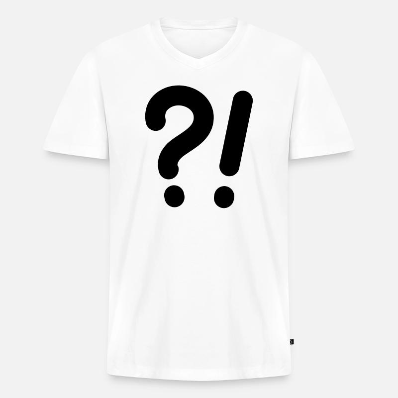 Points d’interrogation et points d’exclamation - T-shirt encolure en V Premium bio Homme - blanc