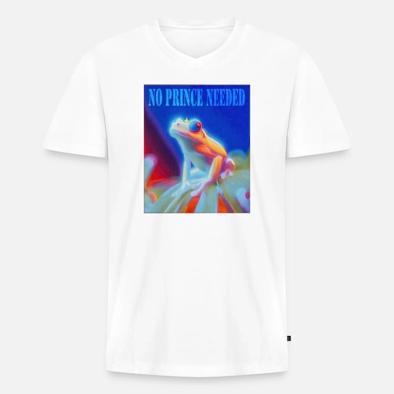 Frosch mit Krone und Spruch - Männer Premium Bio T-Shirt mit V-Ausschnitt - Weiß