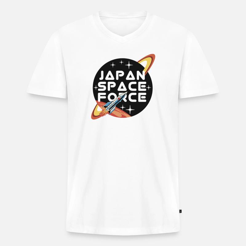 Japan Space Force Retro Logo - Männer Premium Bio T-Shirt mit V-Ausschnitt - Weiß
