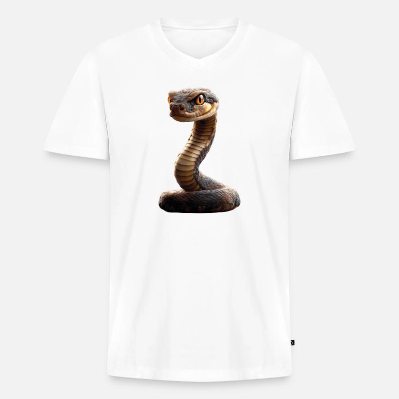 Schlange Python Kobra Klapperschlange Schlangen - Männer Premium Bio T-Shirt mit V-Ausschnitt - Weiß