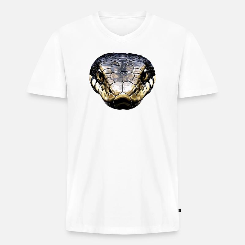 Schlange Python Kobra Klapperschlange Schlangen - Männer Premium Bio T-Shirt mit V-Ausschnitt - Weiß