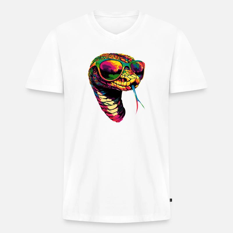 Schlange Python Kobra Klapperschlange Schlangen - Männer Premium Bio T-Shirt mit V-Ausschnitt - Weiß