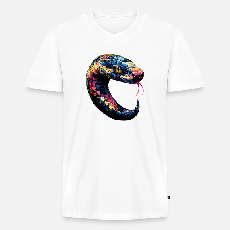 Schlange Python Kobra Klapperschlange Schlangen - Männer Premium Bio T-Shirt mit V-Ausschnitt - Weiß