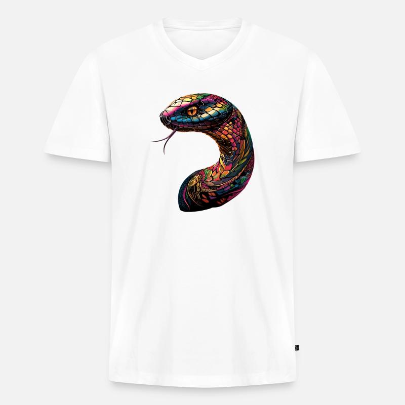 Schlange Python Kobra Klapperschlange Schlangen - Männer Premium Bio T-Shirt mit V-Ausschnitt - Weiß