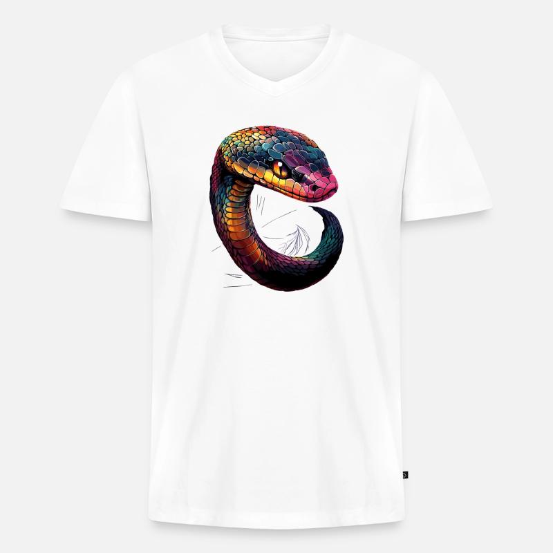 Schlange Python Kobra Klapperschlange Schlangen - Männer Premium Bio T-Shirt mit V-Ausschnitt - Weiß