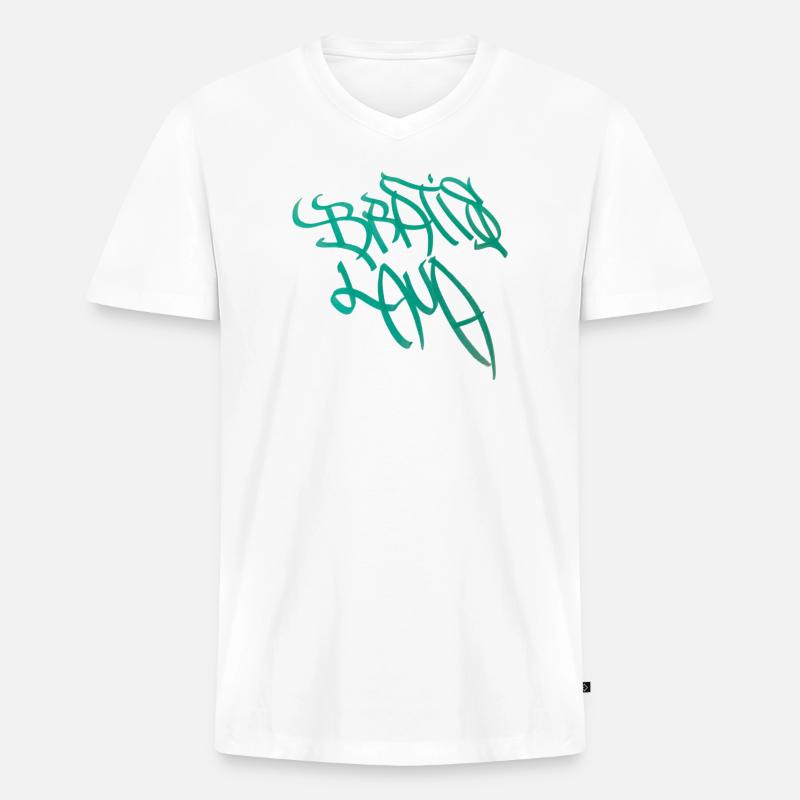 Graffiti Kalligrafie Design Bratislava - Männer Premium Bio T-Shirt mit V-Ausschnitt - Weiß