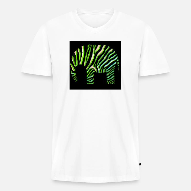 Grünes Zebra Print Abstraktes Design - Männer Premium Bio T-Shirt mit V-Ausschnitt - Weiß
