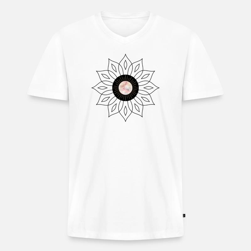 Mandala-Rosette - Männer Premium Bio T-Shirt mit V-Ausschnitt - Weiß