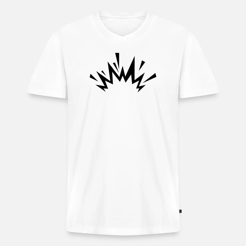 Comic Explosion - Männer Premium Bio T-Shirt mit V-Ausschnitt - Weiß