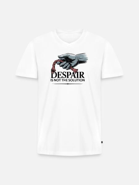Resilient Hand Holding Frayed Rope - Men's Premium Organic T-shirt with V-neck - white