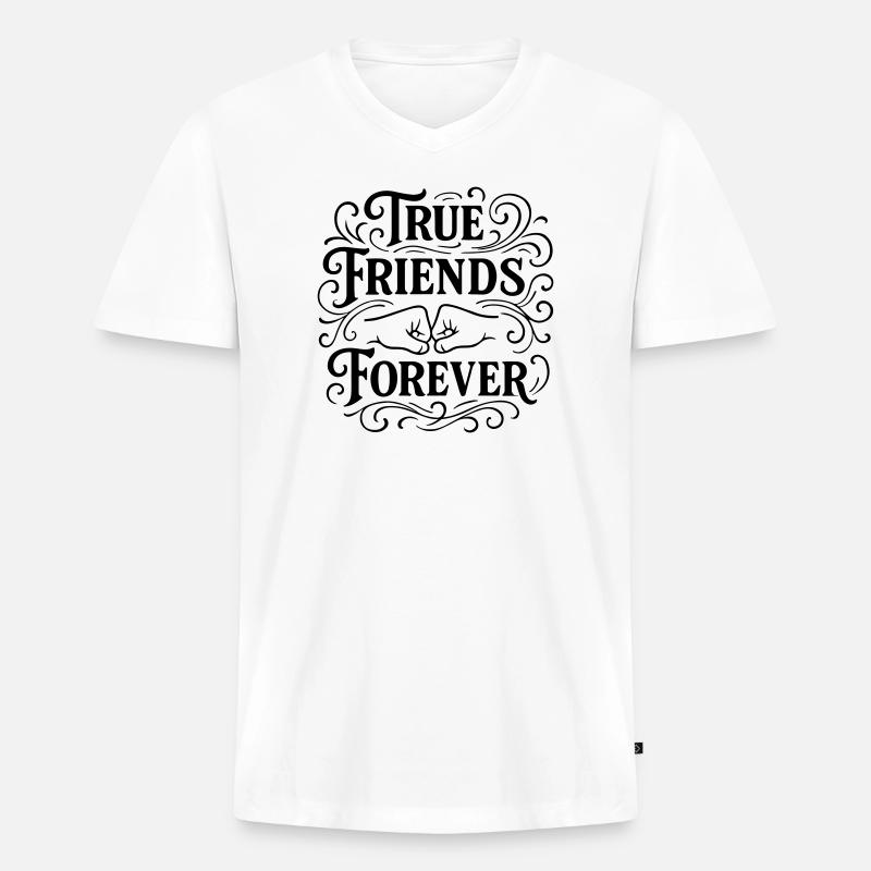 Treue Freunde Faustschlag - Männer Premium Bio T-Shirt mit V-Ausschnitt - Weiß