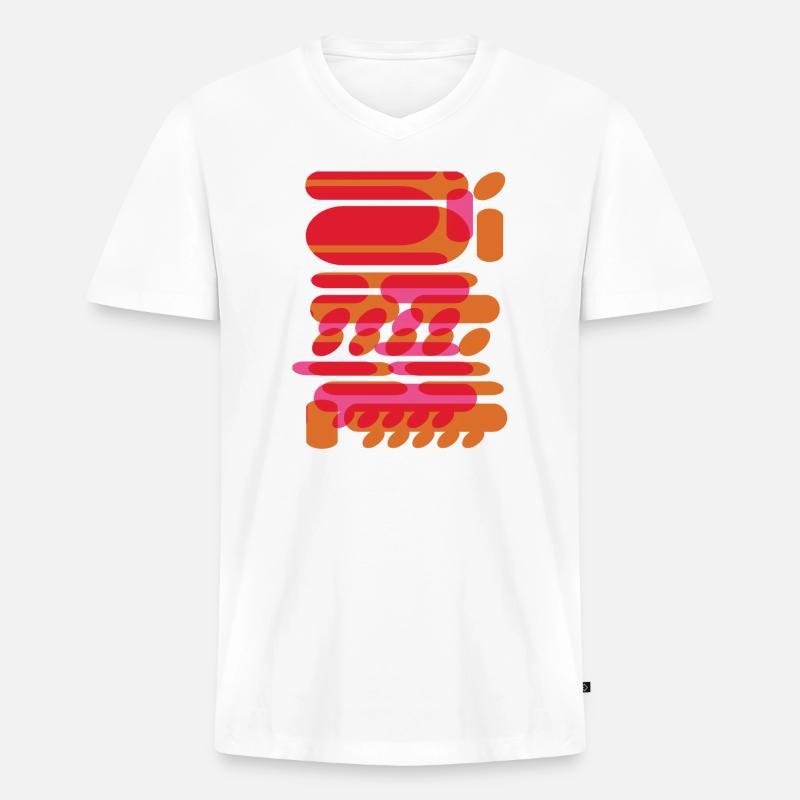 Abstrakte grafische Formen im Techno-Design - Männer Premium Bio T-Shirt mit V-Ausschnitt - Weiß