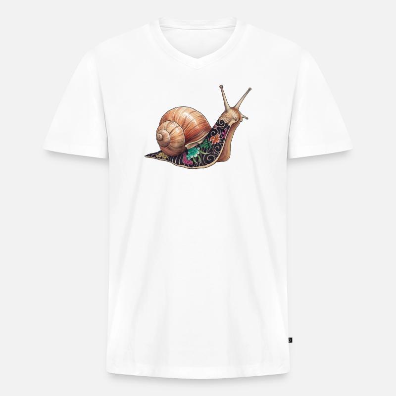 Yakuza Snail – Die langsame Tinte - Männer Premium Bio T-Shirt mit V-Ausschnitt - Weiß