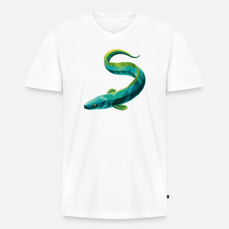 Aal - Cooles Low Poly Logo - Männer Premium Bio T-Shirt mit V-Ausschnitt - Weiß