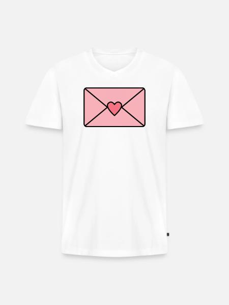 Liebesbrief mit Herz - Männer Premium Bio T-Shirt mit V-Ausschnitt - Weiß