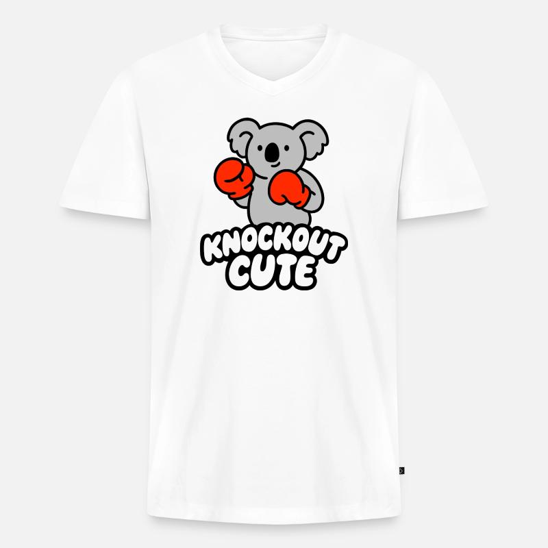Knockout Cute Koala mit Boxhandschuhen - Männer Premium Bio T-Shirt mit V-Ausschnitt - Weiß