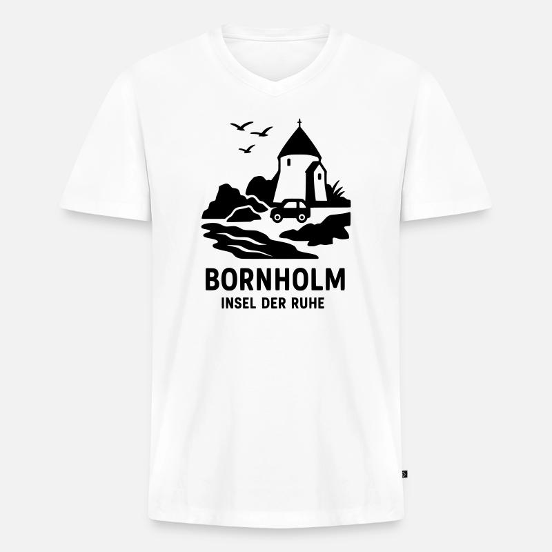 Bornholm Insel der Ruhe Dänemark - Männer Premium Bio T-Shirt mit V-Ausschnitt - Weiß