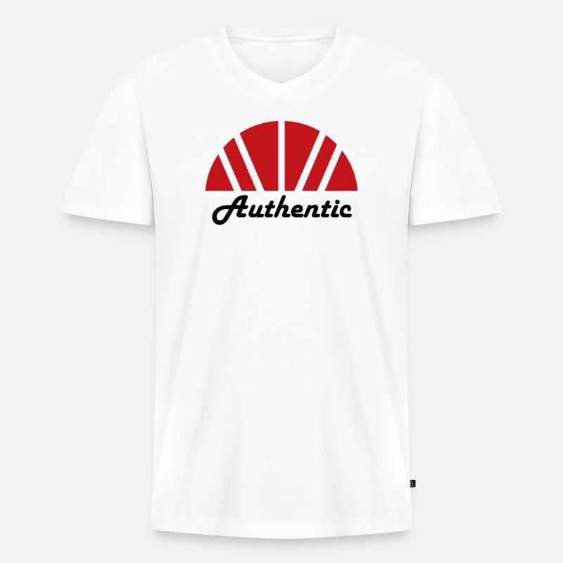 Authentische abstrakte Red Ray Dawn - Männer Premium Bio T-Shirt mit V-Ausschnitt - Weiß