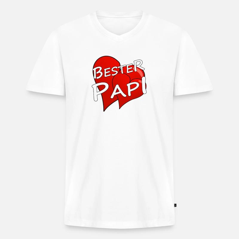 BESTER PAPI - Männer Premium Bio T-Shirt mit V-Ausschnitt - Weiß