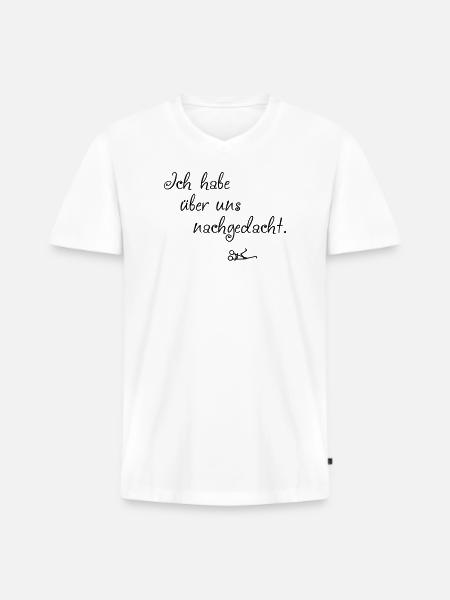 Ueber uns nachgedacht - Männer Premium Bio T-Shirt mit V-Ausschnitt - Weiß