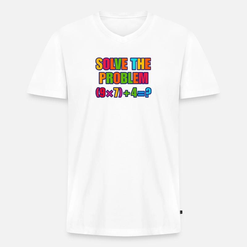 67 Meme, Solve the Problem Math Puzzle  - Men's Premium Organic T-shirt with V-neck - white