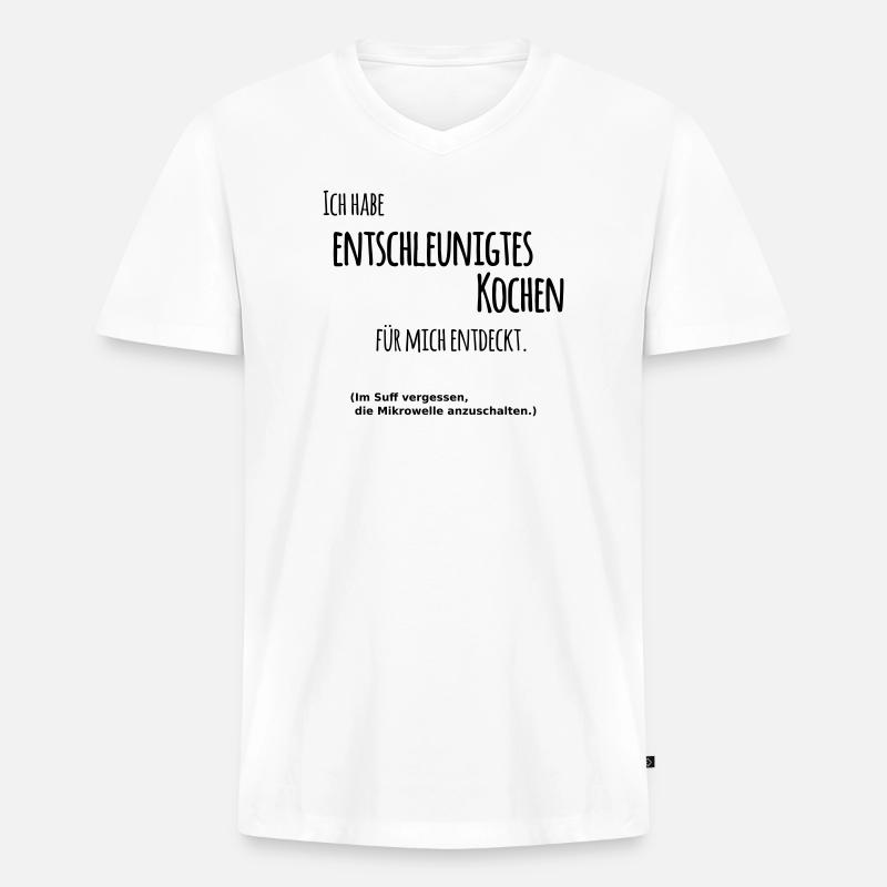 Entschleunigtes Kochen - Männer Premium Bio T-Shirt mit V-Ausschnitt - Weiß