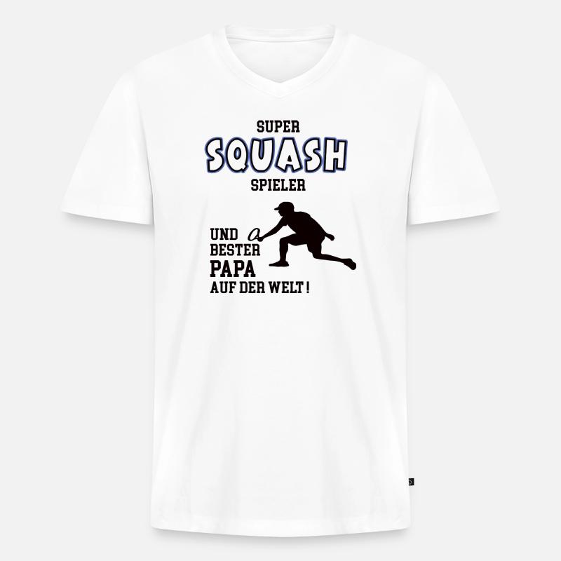 Squash Spieler Squasher Papa Vater Mann - Männer Premium Bio T-Shirt mit V-Ausschnitt - Weiß