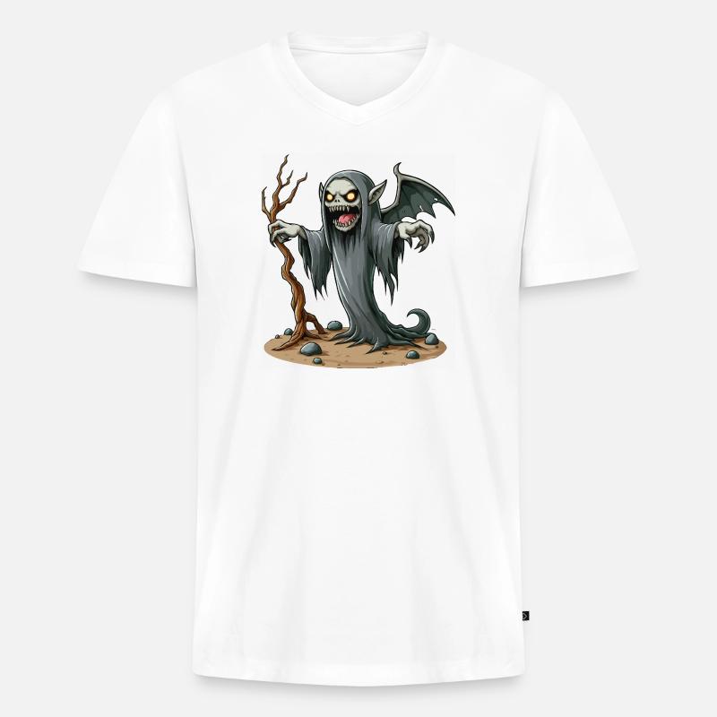 Sensenmann-Banshee auf der Erde - Männer Premium Bio T-Shirt mit V-Ausschnitt - Weiß