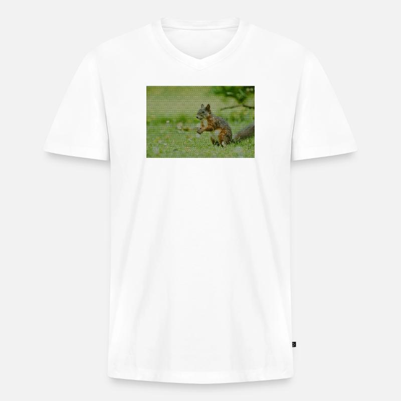 Eichhörnchen Wald Muster - Männer Premium Bio T-Shirt mit V-Ausschnitt - Weiß
