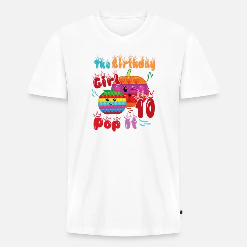 Das Geburtstagskind 10Pop-It - Männer Premium Bio T-Shirt mit V-Ausschnitt - Weiß