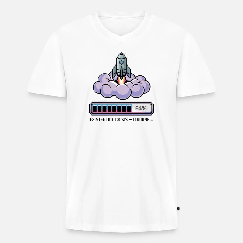 Digital Retro – Existential Crisis – Loading... - Männer Premium Bio T-Shirt mit V-Ausschnitt - Weiß